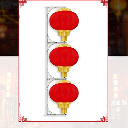 LED磨砂燈籠三連串戶外 防水塑料燈籠串喜慶節(jié)日裝飾景觀批發(fā)